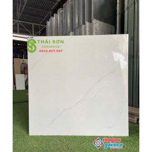 Gạch lát nền phòng khách 80x80 cmc màu trắng vân mây