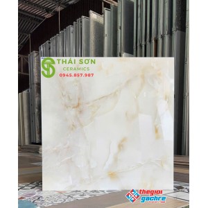 Gạch lát nền 80x80 hà thanh bóng kiếng trắng kem vân đá onyx