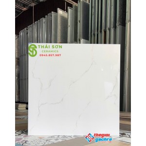 Gạch lát nền hà thanh 80x80 bóng kiếng trắng vân đá marble