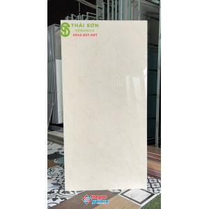 Gạch lát nền 60x120 ấn độ bóng kiếng màu kem vàng nhạt