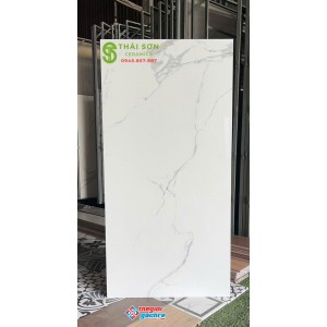 Gạch ốp lát 60x120 ấn độ bóng kiếng màu trắng vân mây
