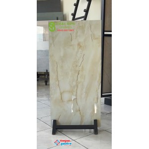 Gạch ốp tường 40x80 bóng kiếng khắc kim vàng vân đá onyx