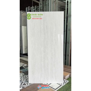 Gạch lát nền 60x120 bóng kiếng ấn độ màu xám ghi vân đá tranvetine