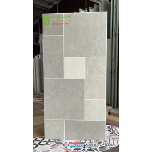 Gạch ấn độ 60x120 matt mờ màu xám giả đá tự nhiên ghép khối