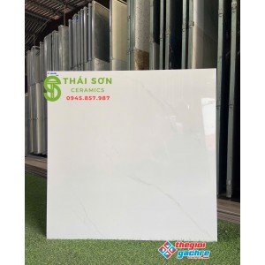 Gạch lát nền 80x80 bóng kiếng màu trắng vân nhẹ