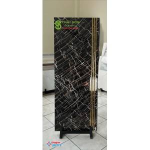 Gạch lát cầu thang 47x120 đen tia chớp nhũ vàng