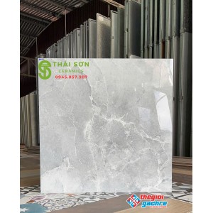 Gạch lát nền 80x80 bóng kiếng hà thanh màu xám ghi vân đá marble