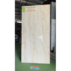 Gạch 80x160 lát nền bóng kiếng kem vàng vân gỗ