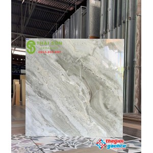 Gạch 80x80 bóng kiếng ốp lát hà thanh màu xám rêu nhạt
