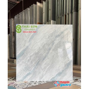 Gạch lát nền 80x80 bóng kiếng màu xanh xám vân đá