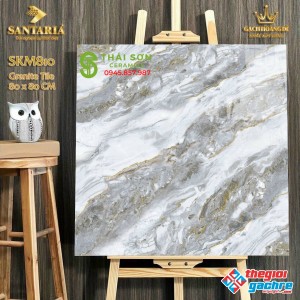 Gạch lát nền sảnh nhà biệt thự nhũ kim vàng 80x80
