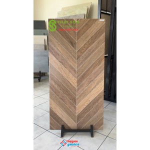 Gạch trung quốc 60x120 ghép xương cá màu nâu sáng
