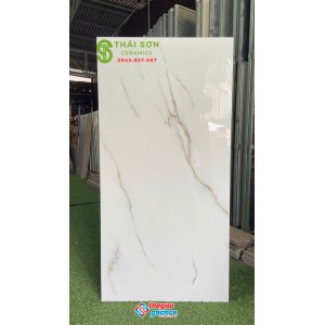 Gạch ấn độ 60x120 bóng kiếng màu trắng vân đá