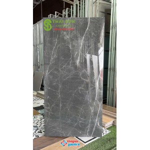 Gạch lát nền ttc 60x120 bóng kiếng màu xám ghi đậm vân đá