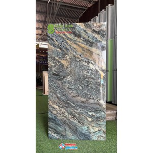 Gạch catalan ốp lát 60x120 bóng kính màu xanh ngọc vân đá