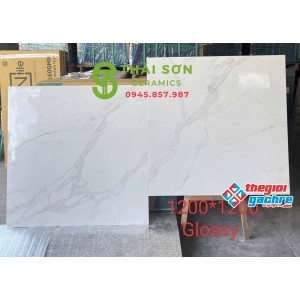 Gạch ấn độ 120x120 lót sàn màu trắng vân mây