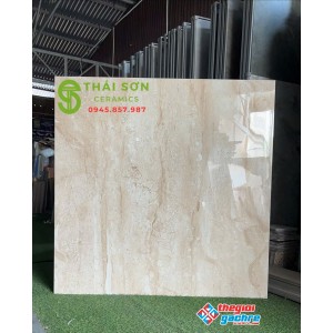 Gạch lát nền 120x120 bóng kính kem vàng vân gỗ