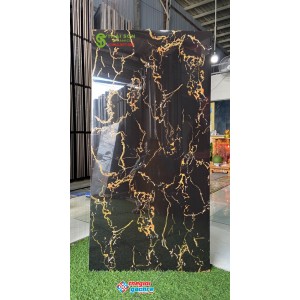 Gạch khắc kim vàng đen vân cam 60x120 nhập khẩu cao cấp