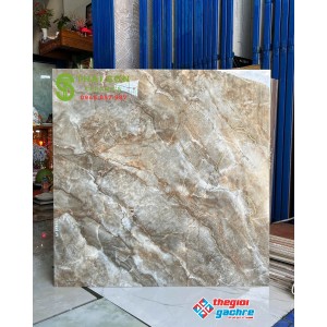 Gạch lát nền 80x80 trung quốc màu nâu đất khắc kim vàng