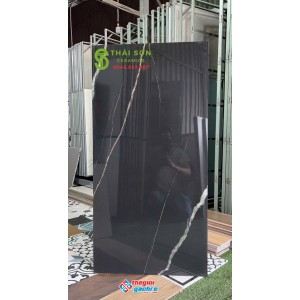 Gạch ốp lát bóng kiếng 60x120 ttc màu đen vân trắng
