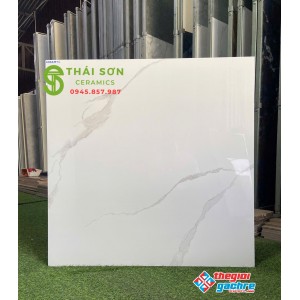 Gạch catalan 80x80 lát nền văn phòng màu trắng mây