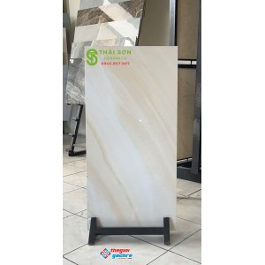 Gạch ốp tường 40x80 trung quốc bóng kiếng màu vàng kem vân đá