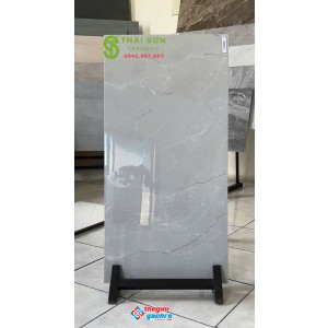 Gạch ốp tường 40x80 trung quốc khắc kim nhũ bạc màu xám bóng kính