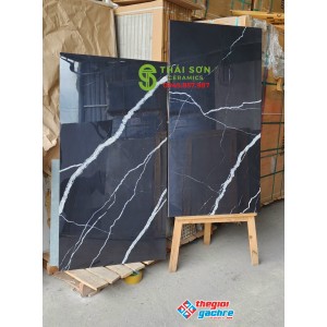 Gạch đen vân trắng ấn độ 60x120 bóng kiếng cao cấp