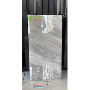 Gạch trung quốc 40x80 khắc kim bóng kiếng màu xám vân đá