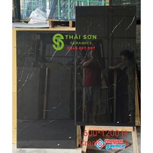 Gạch khổ lớn 60x120 ốp lát đen vân trắng