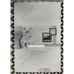 Đá bóng kiếng 40x80 ốp tường trắng vân mây
