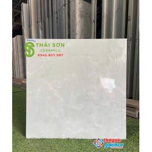 Gạch cmc lát nền 60x60 bóng kiếng màu xanh vân