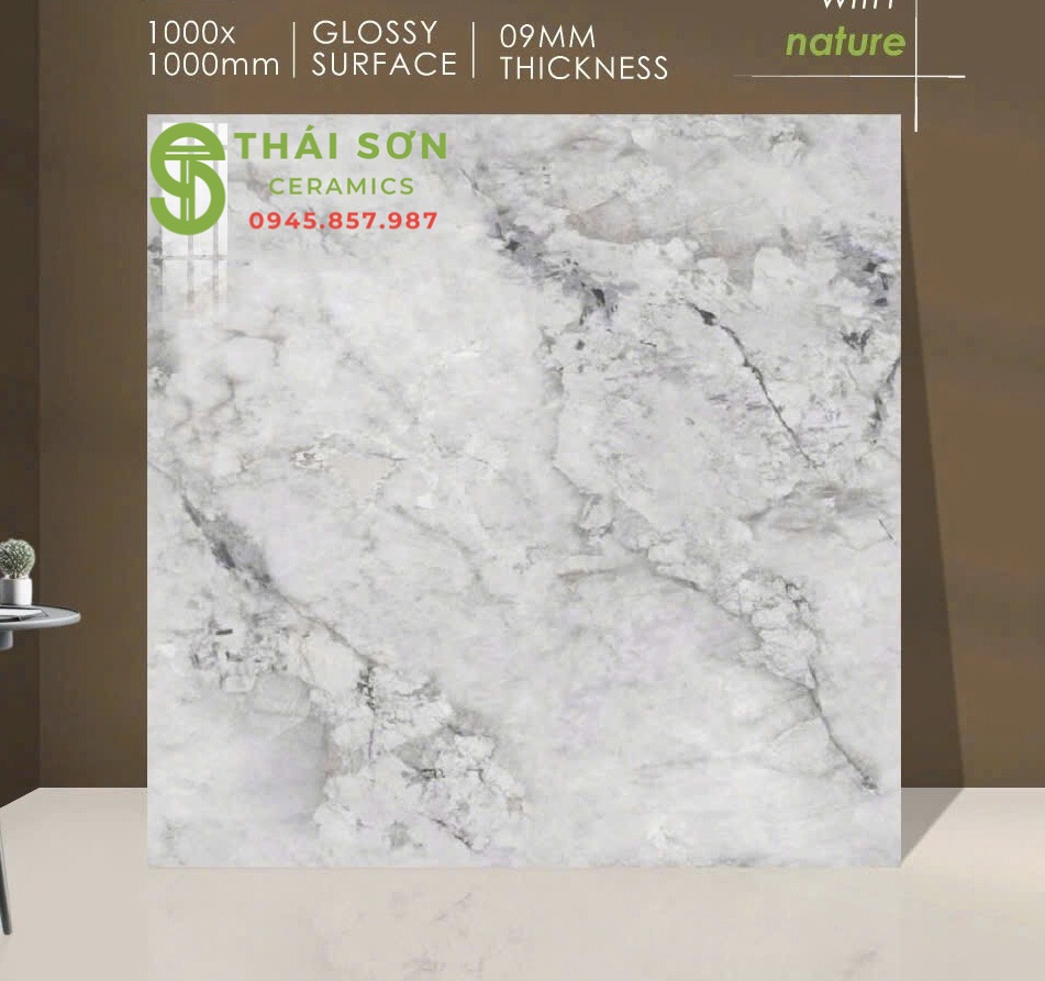 Gạch lát nền 100x100 ấn độ màu xám bóng kiếng