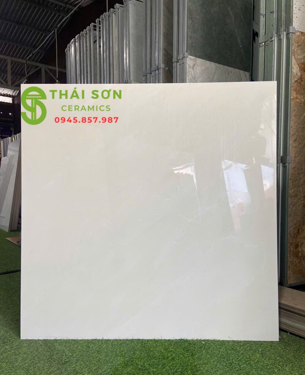 Gạch 100x100 cmc lát nền màu kem bóng kiếng