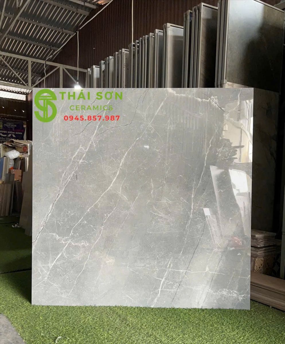 Gạch 120x120 lát nền bóng kiếng màu xám xanh