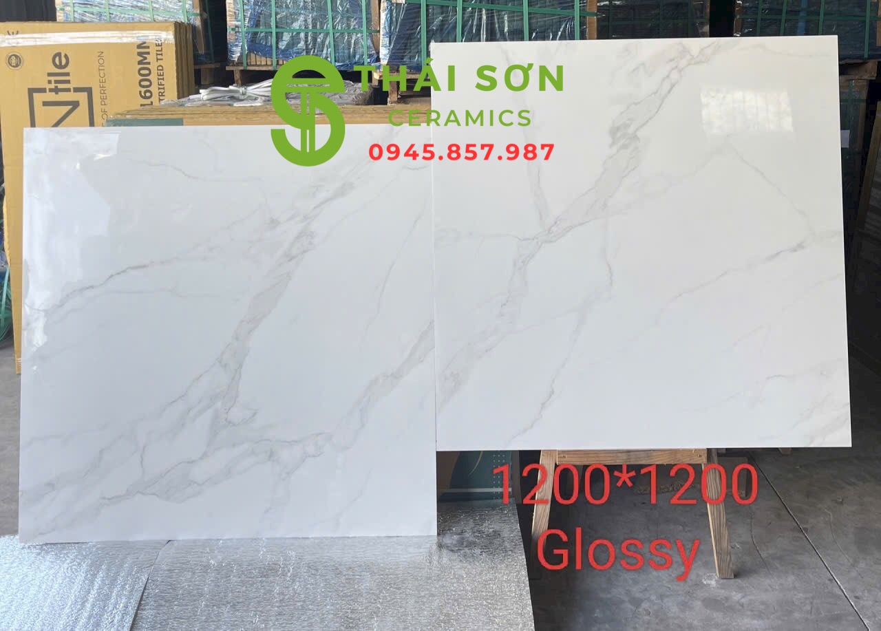 Gạch ấn độ 120x120 lót sàn màu trắng vân mây