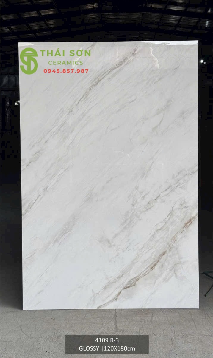 Gạch 120x180 bóng kiếng lát nền khổ lớn trắng vân đá