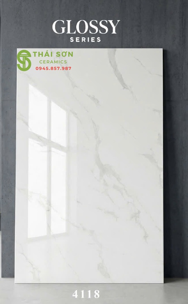 Gạch 120x180 ốp lát khổ lớn siêu bóng trắng vân đá