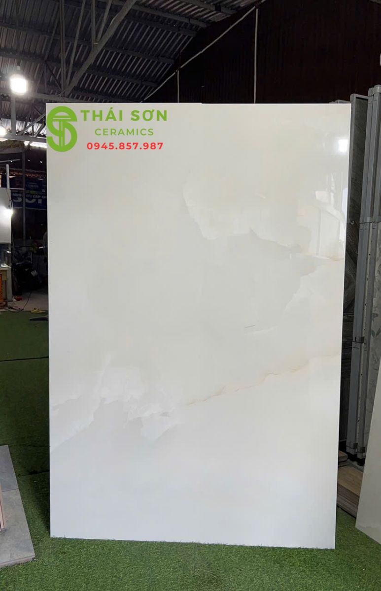 Gạch 120x180 ấn độ bóng kiếng White Onyx