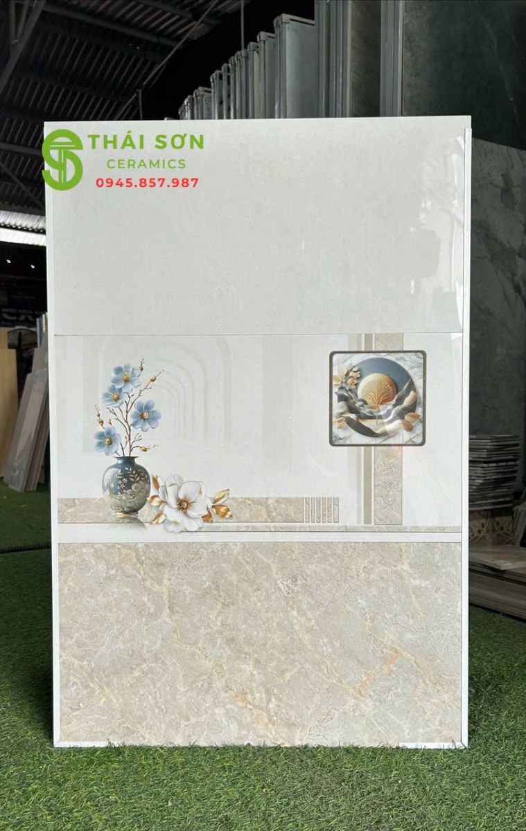 Gạch hà thanh 30x60 ốp bộ tông kem bóng kiếng