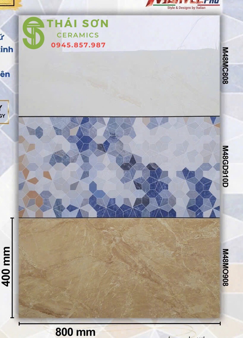 Gạch ốp tường 40x80 apodio tông vàng kem bộ đậm nhạt