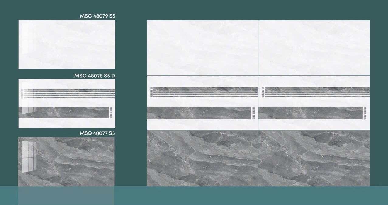 Gạch bóng kiếng ốp tường phòng ngủ 40x80 vân đá đậm nhạt