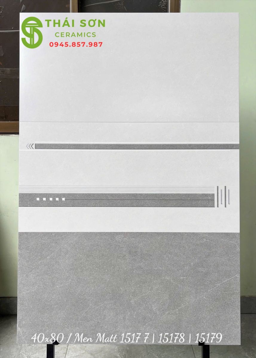 Gạch ốp tường vitto hoàn mỹ 40x80 men mờ màu xám