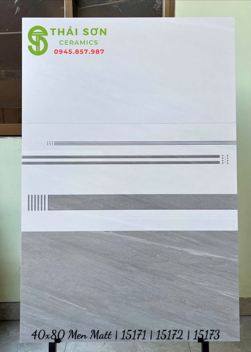 Gạch ốp tường men mờ 40x80 vitto màu xám vân