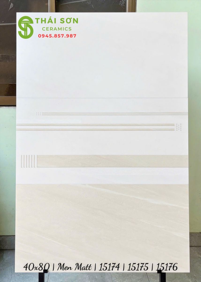 Gạch men mờ vitto 40x80 ốp tường tông vàng kem