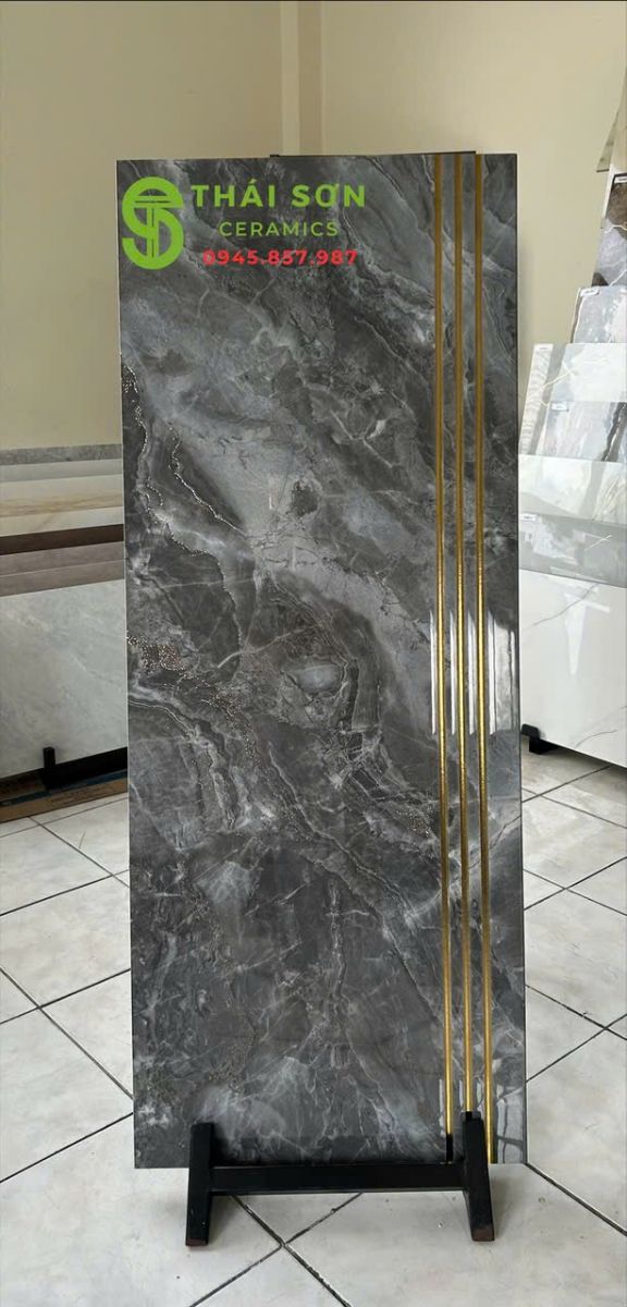Gạch lát cầu thang vân đá 47x120 khắc kim