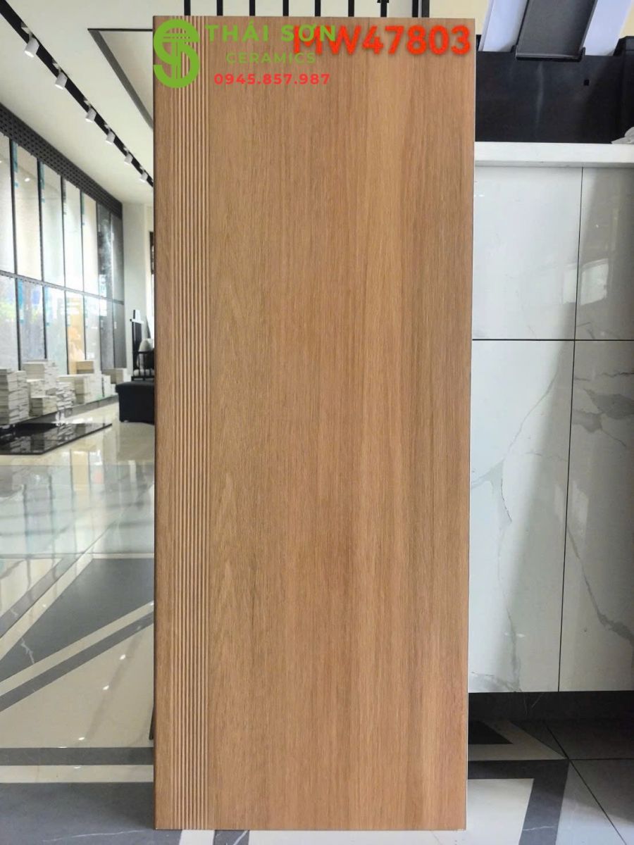 Gạch thanh giả gỗ 47x120 lót bâc cầu thang