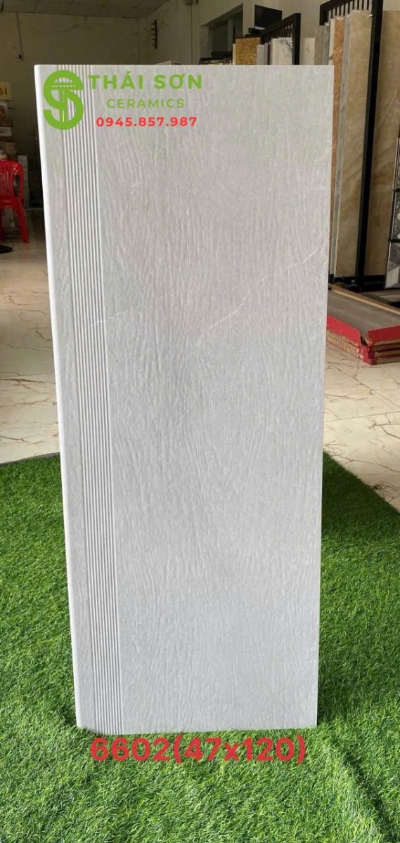 Gạch bậc cầu thang 47x120 giả gỗ màu xám