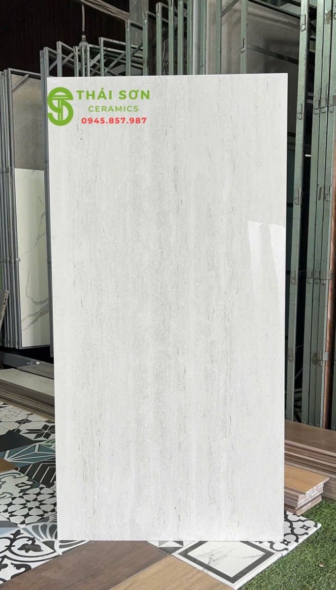 Gạch lát nền 60x120 bóng kiếng ấn độ màu xám ghi vân đá tranvetine