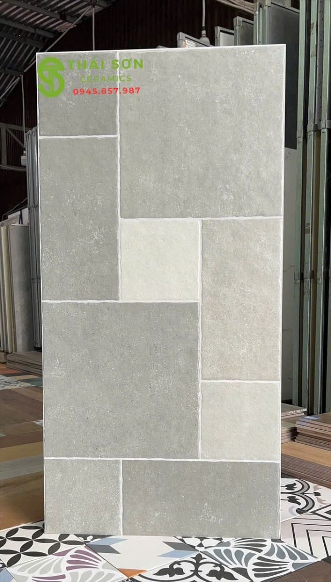 Gạch ấn độ 60x120 matt mờ màu xám giả đá tự nhiên ghép khối